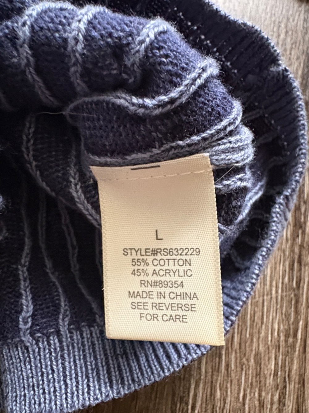 Cable-Knit Button Front Blue Cardigan - Picture 3 of 6